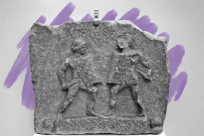 Female gladiators marble sculpture
