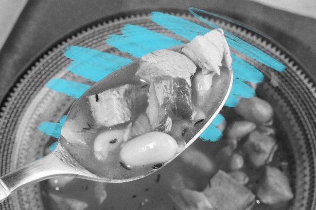 Spoonful of Navy bean soup