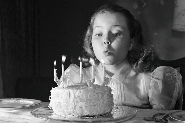 Blowing out birthday candles