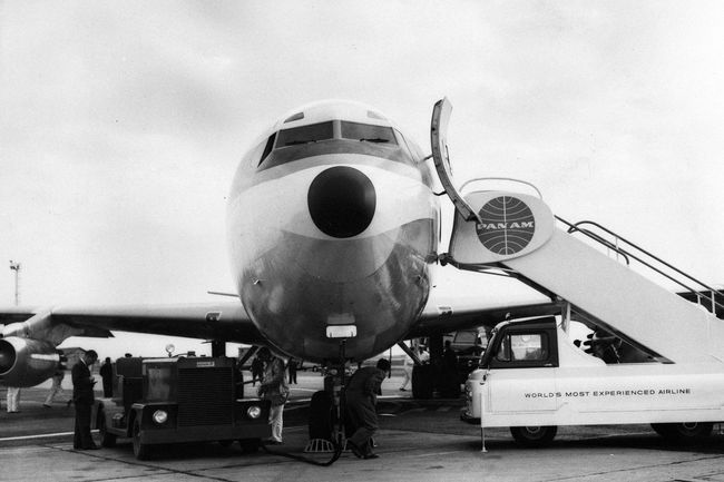 Boeing airplane, London, 1958