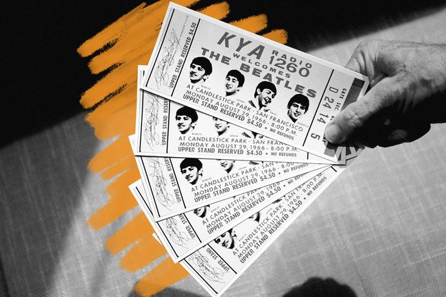 Reproduction of tickets from the Beatles' last concert, 1966