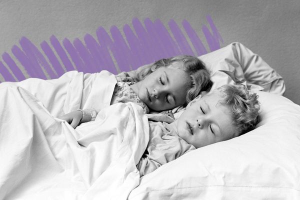 Two children sleeping in bed, c. 1940s