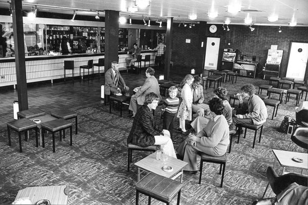 Teesside Airport bar, 1979
