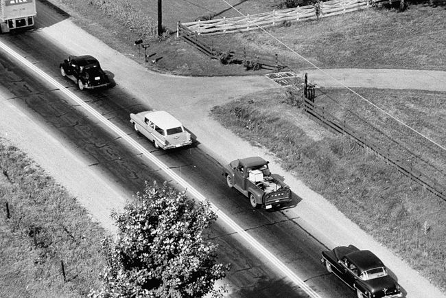 Cars on the road, c. 1958