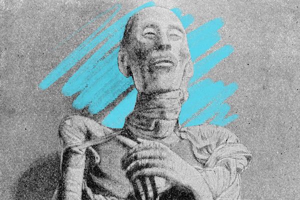 Engraved illustration of the mummy of Pharaoh Ramses II