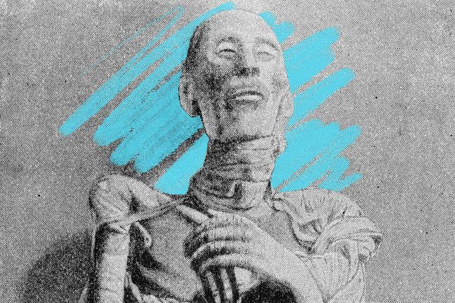 Engraved illustration of the mummy of Pharaoh Ramses II